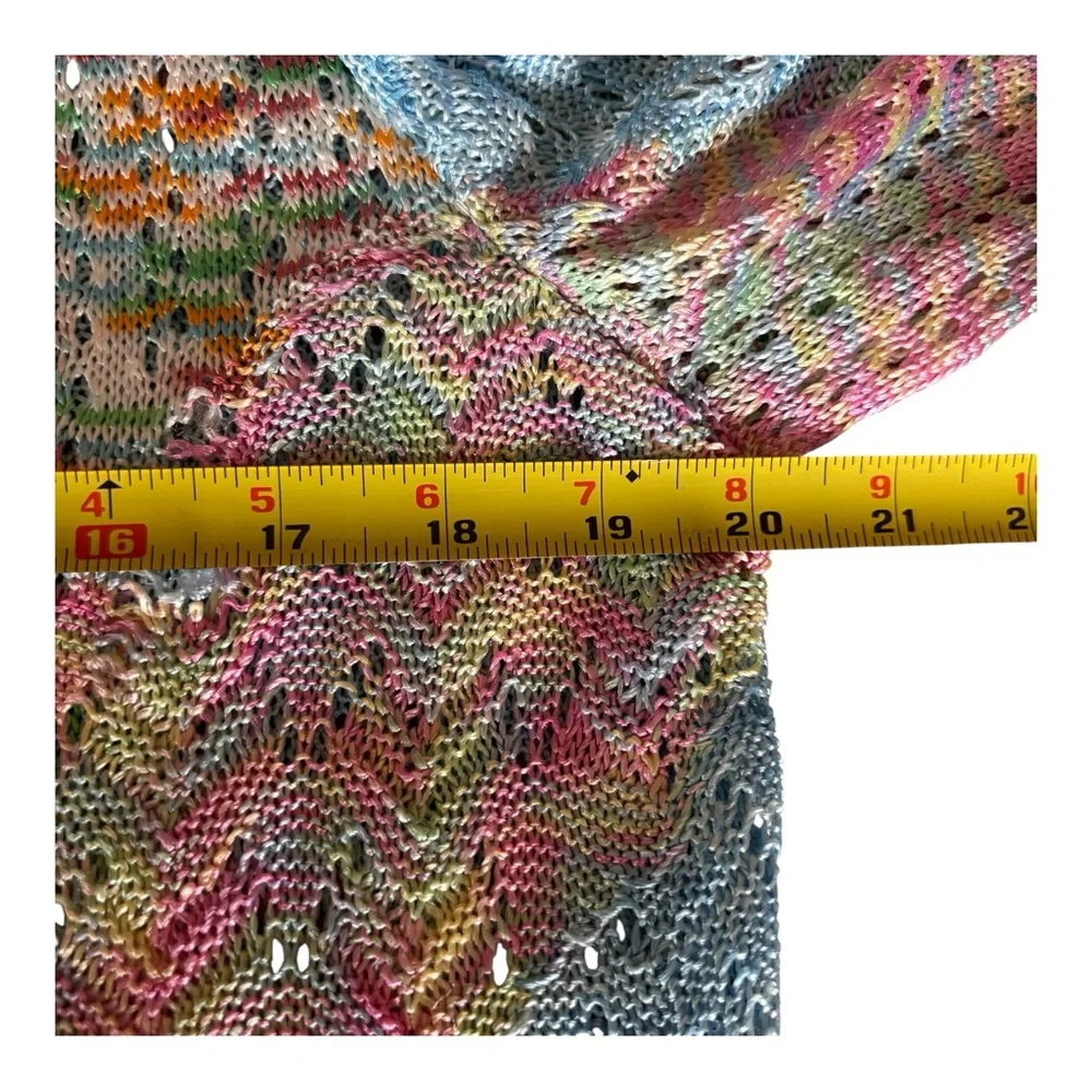 NWOT St John Sport Pastel Multicolor Open  Knit Luxury Cardigan Sz XL(L)